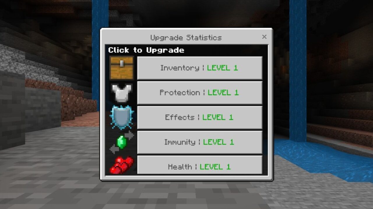 Menu from Level Statistics Mod for Minecraft PE