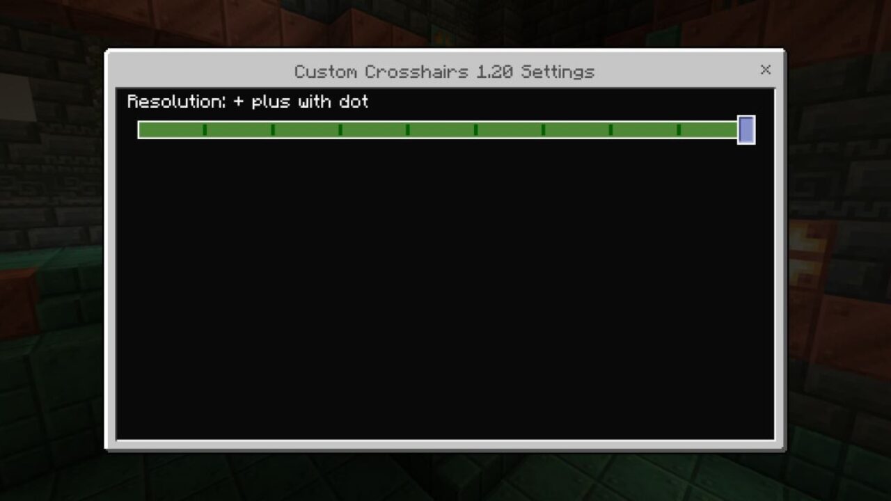 Settings from Custom Crosshair Texture Pack for Minecraft PE