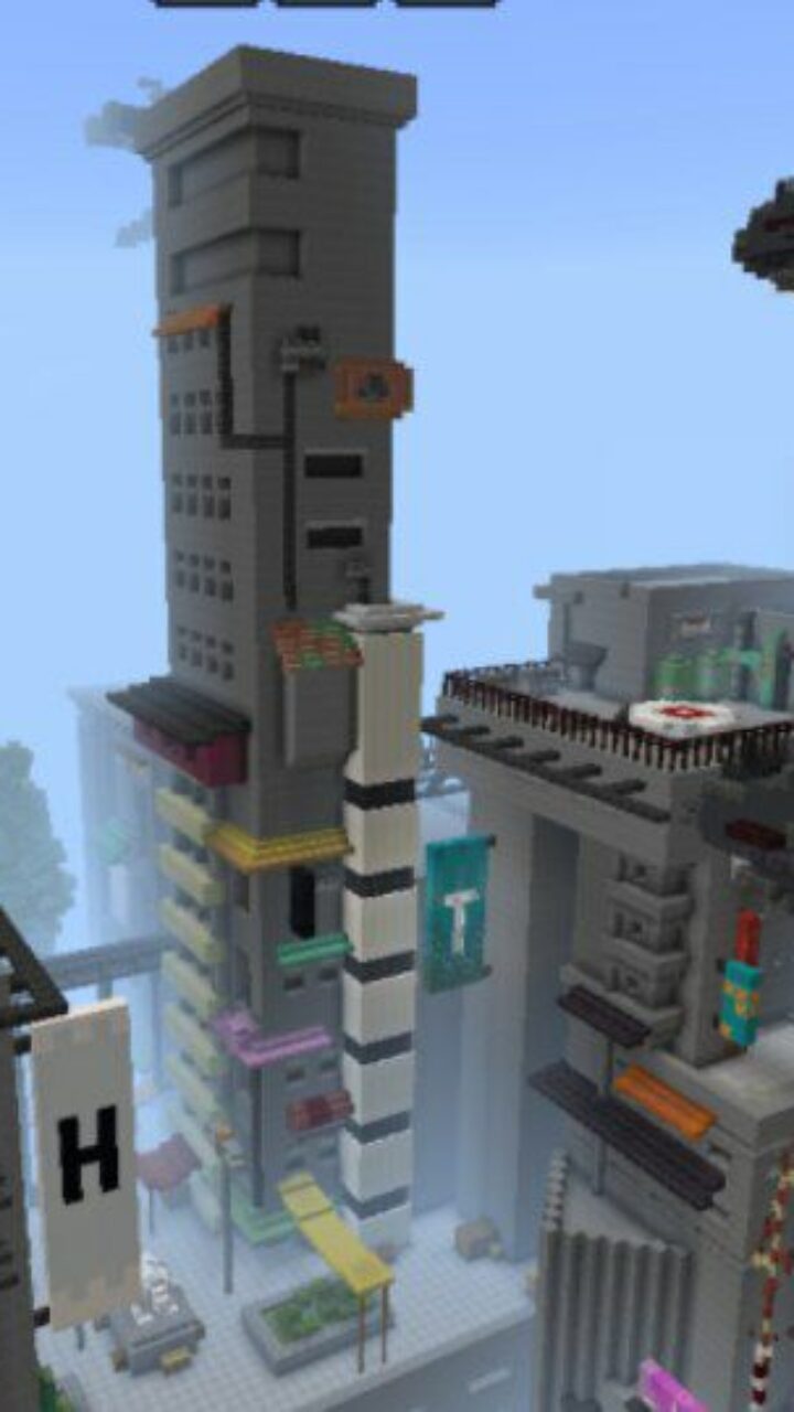 Top View from Cyberpunk City Map for Minecraft PE