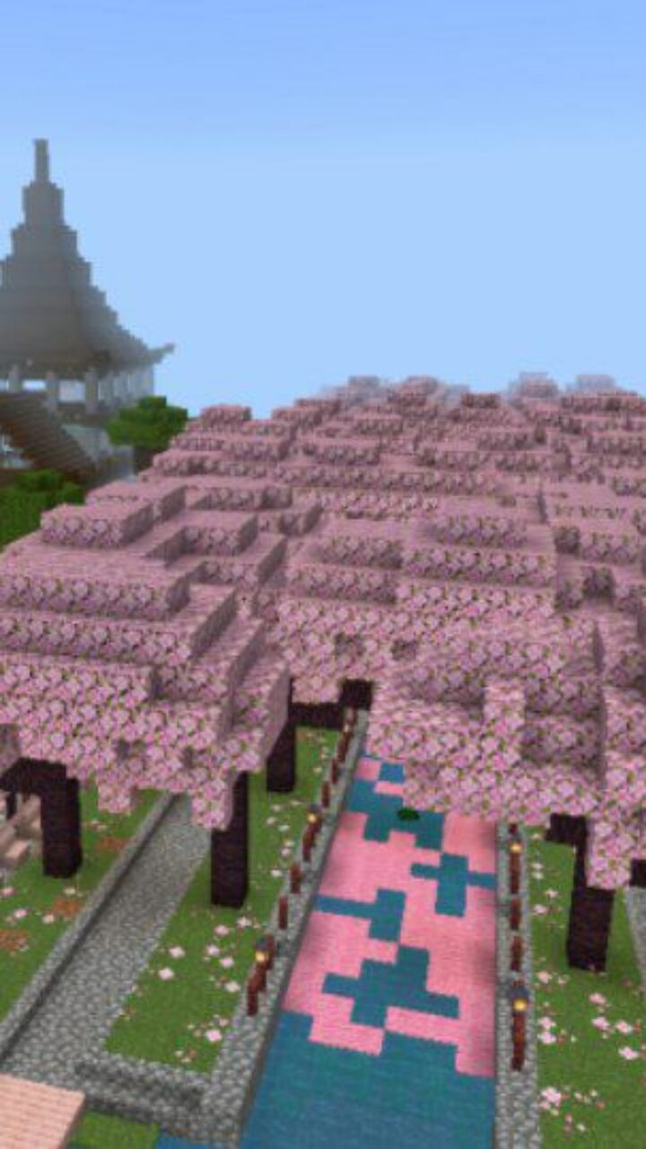 Top View from Sakura Sanctum Map for Minecraft PE