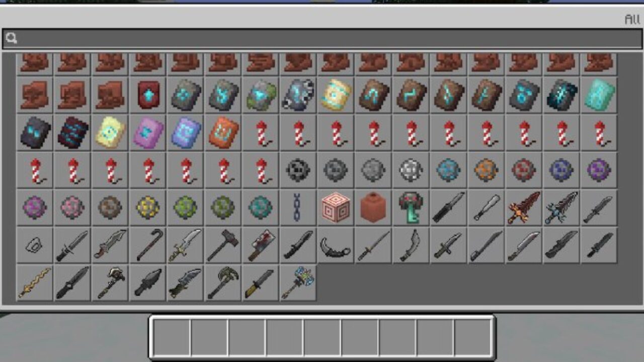 Inventory from Actual Knives Mod for Minecraft PE