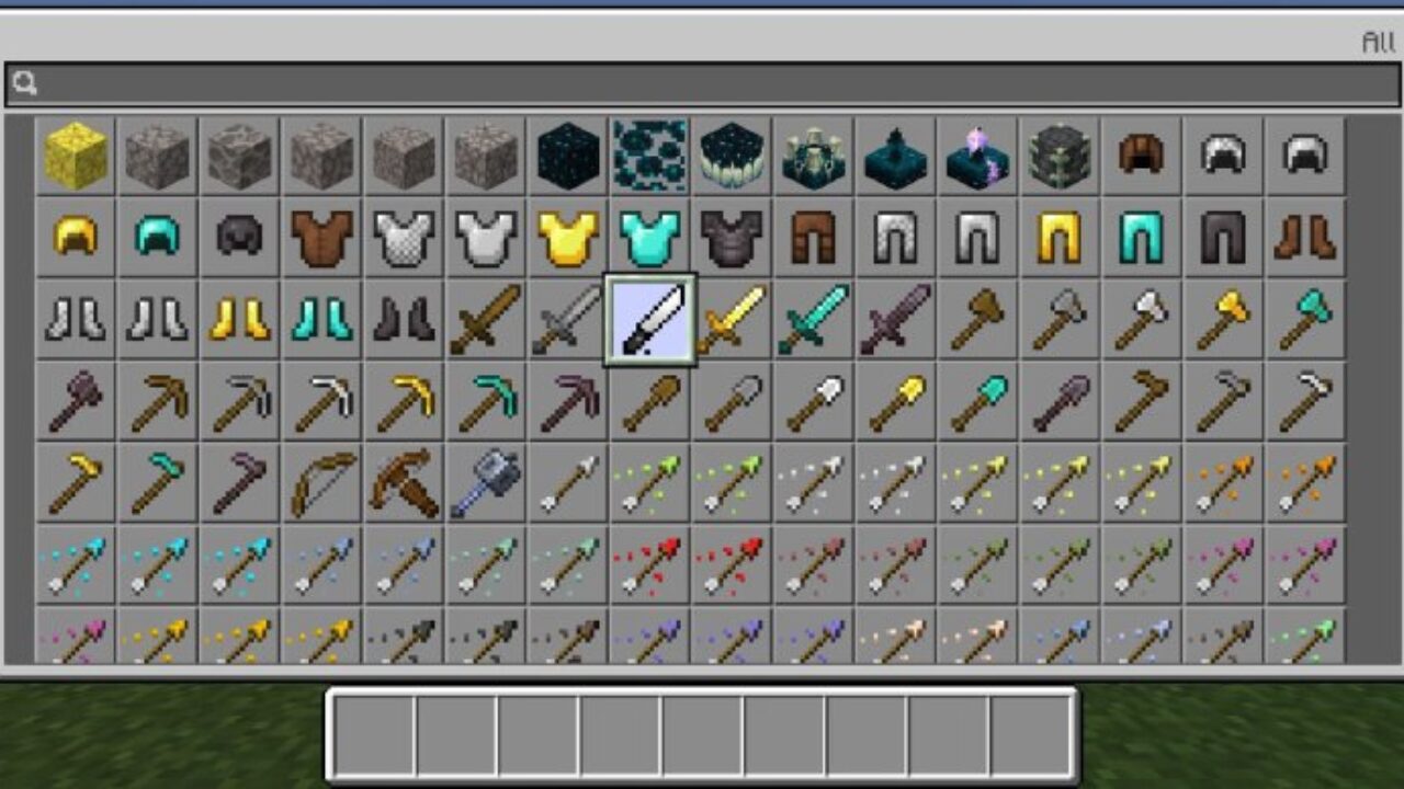 Inventory from Kitchen Knives Mod for Minecraft PE