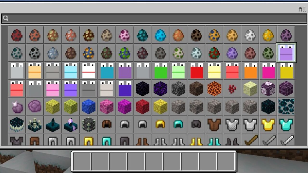 Inventory from Number Blocks Mod for Minecraft PE