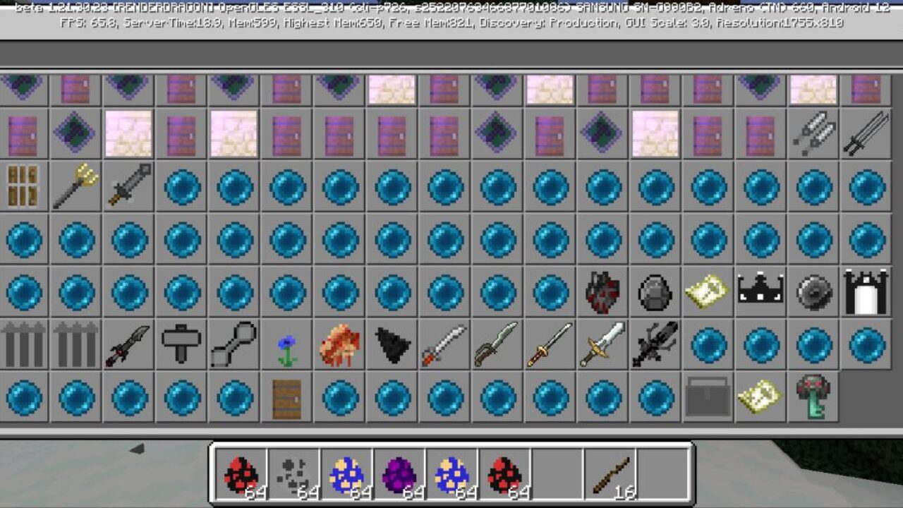 Inventory from Beforecraft Mod for Minecraft PE