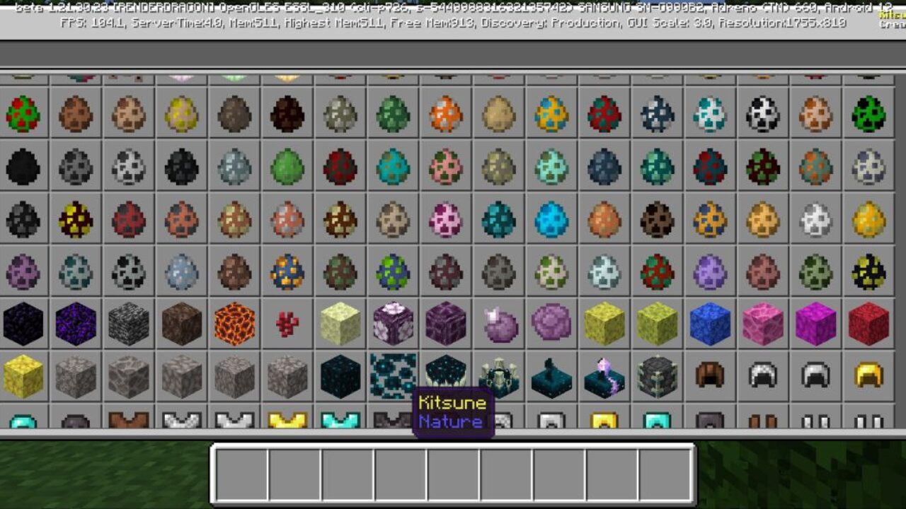 Inventory from Kitsune Boss Mod for Minecraft PE