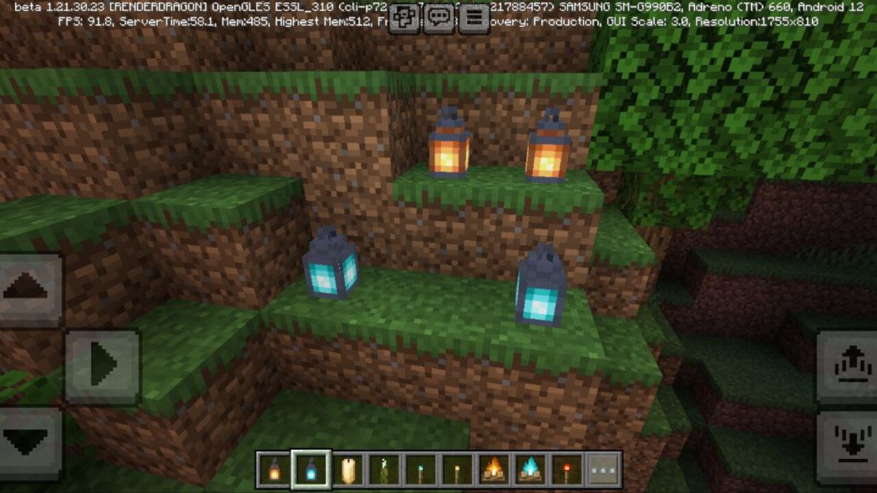 Lanterns from Dynamic Light Mod for Minecraft PE