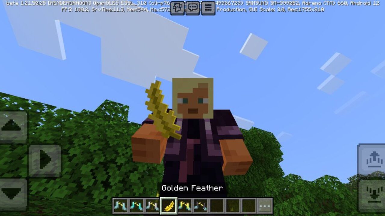 Golden Feather from Cloud Boots Mod for Minecraft PE