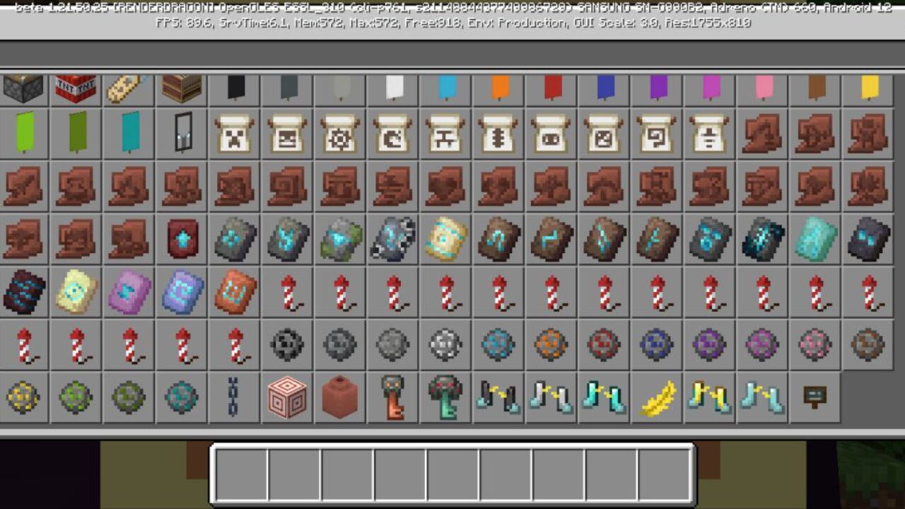 Inventory from Cloud Boots Mod for Minecraft PE