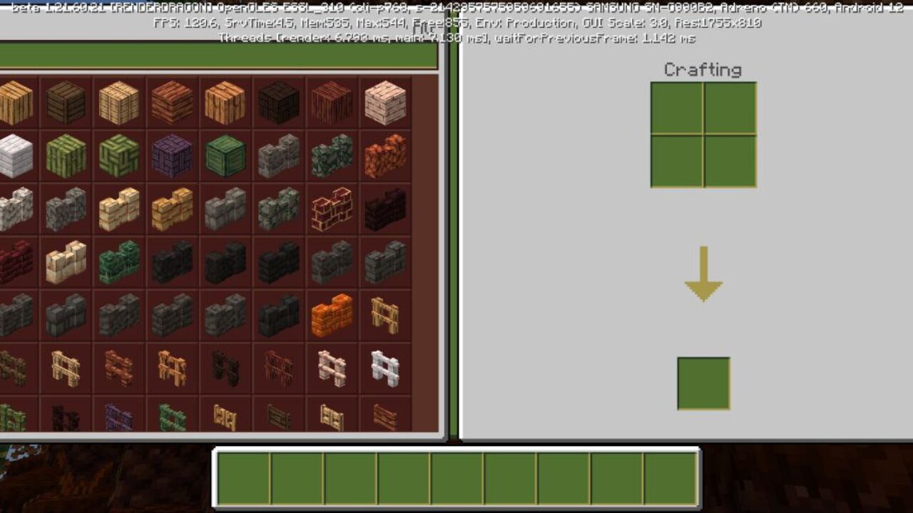 Inventory from Dark Academia Texture Pack for Minecraft PE