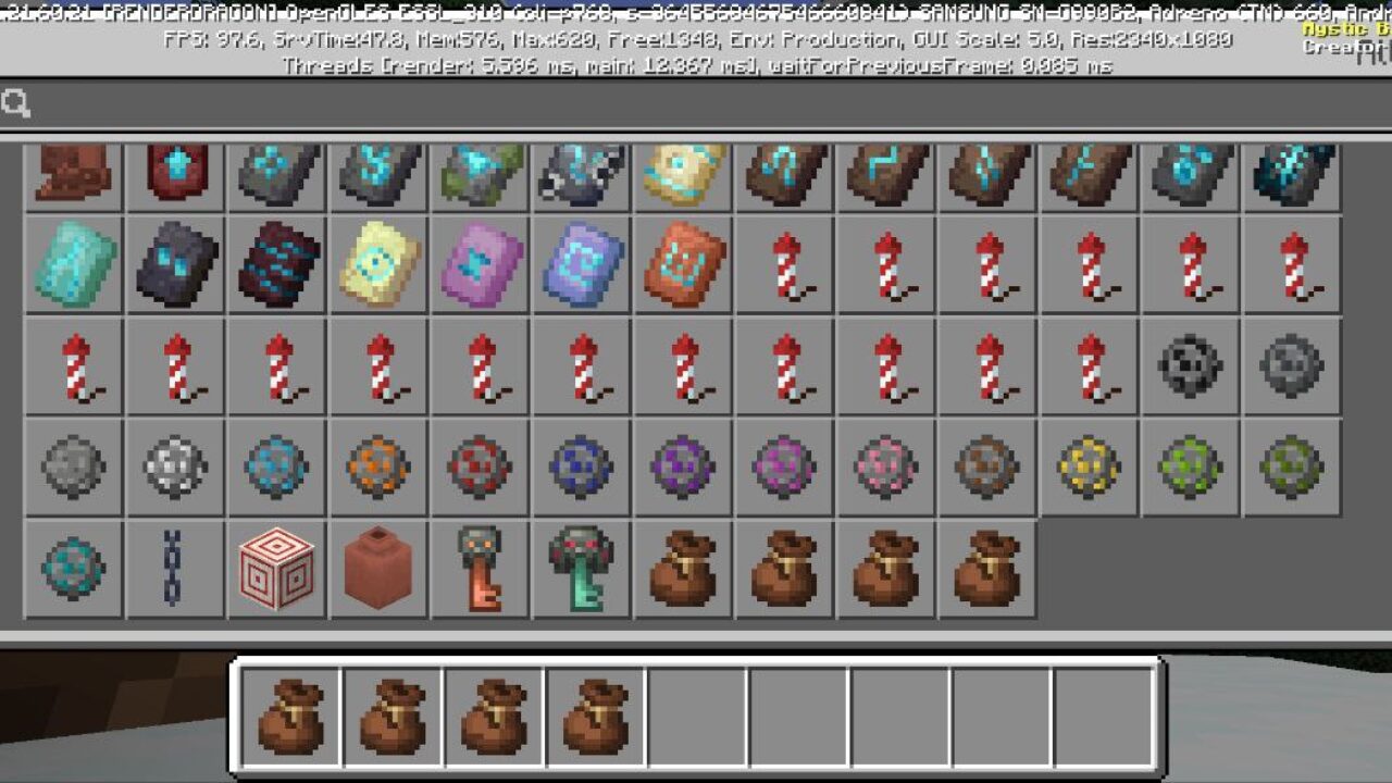 Inventory from Mystic Bag Mod for Minecraft PE