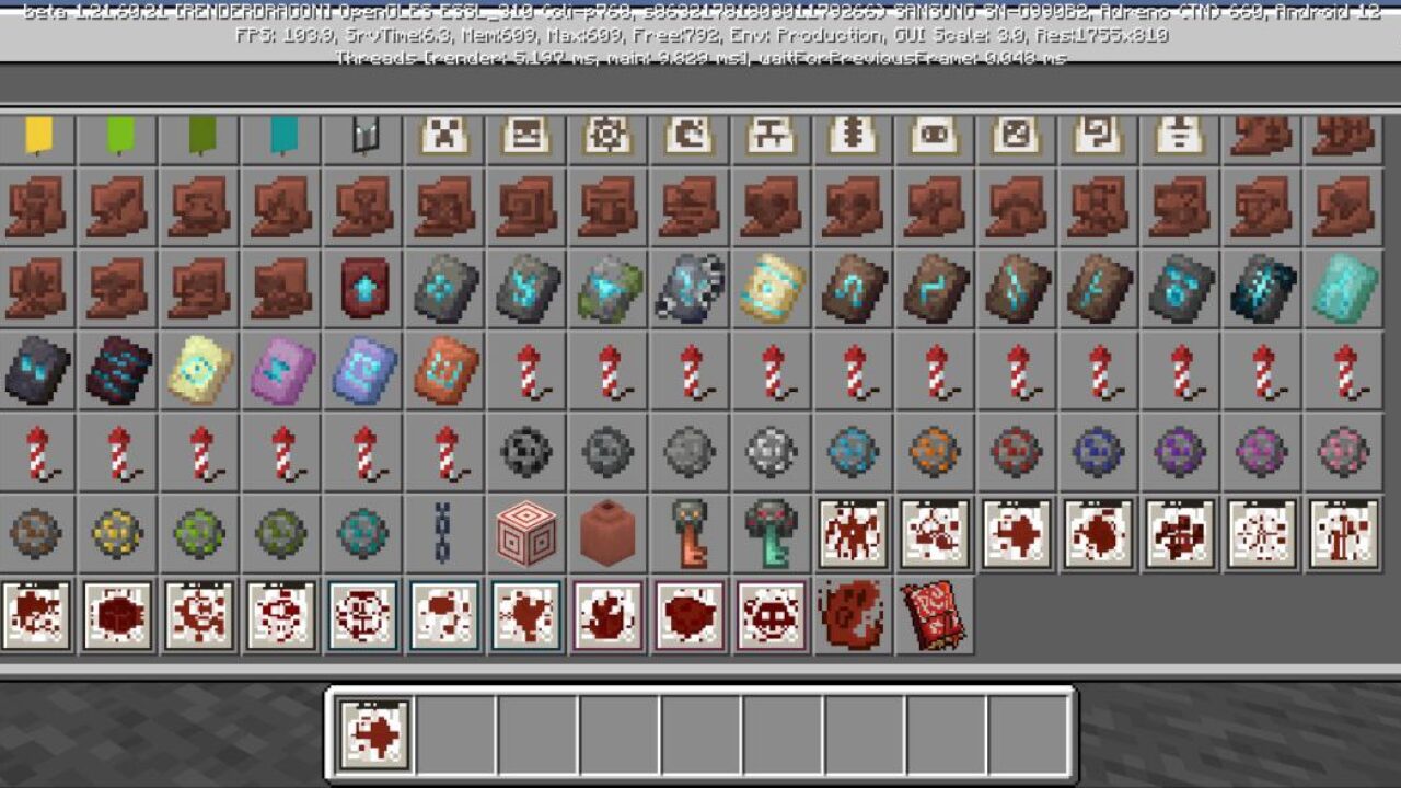 Inventory from Tarot Card Mod for Minecraft PE