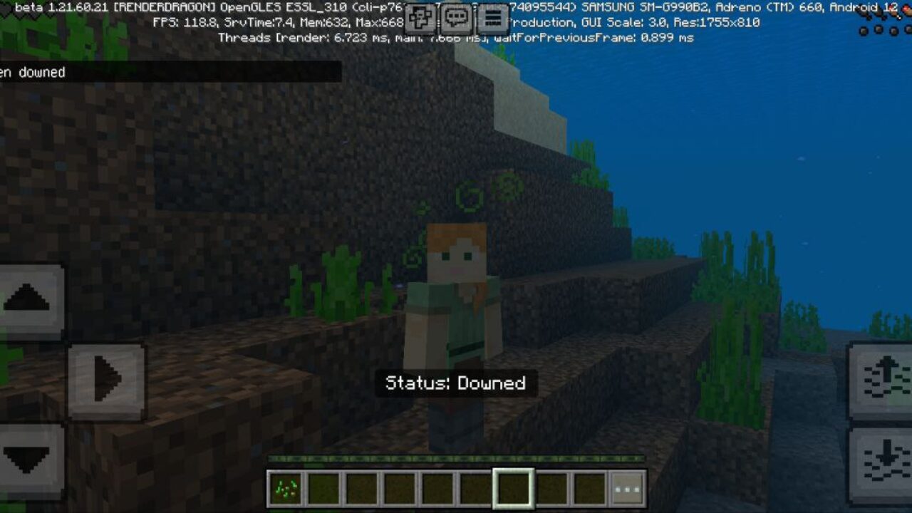 Status from Down You Go Mod for Minecraft PE