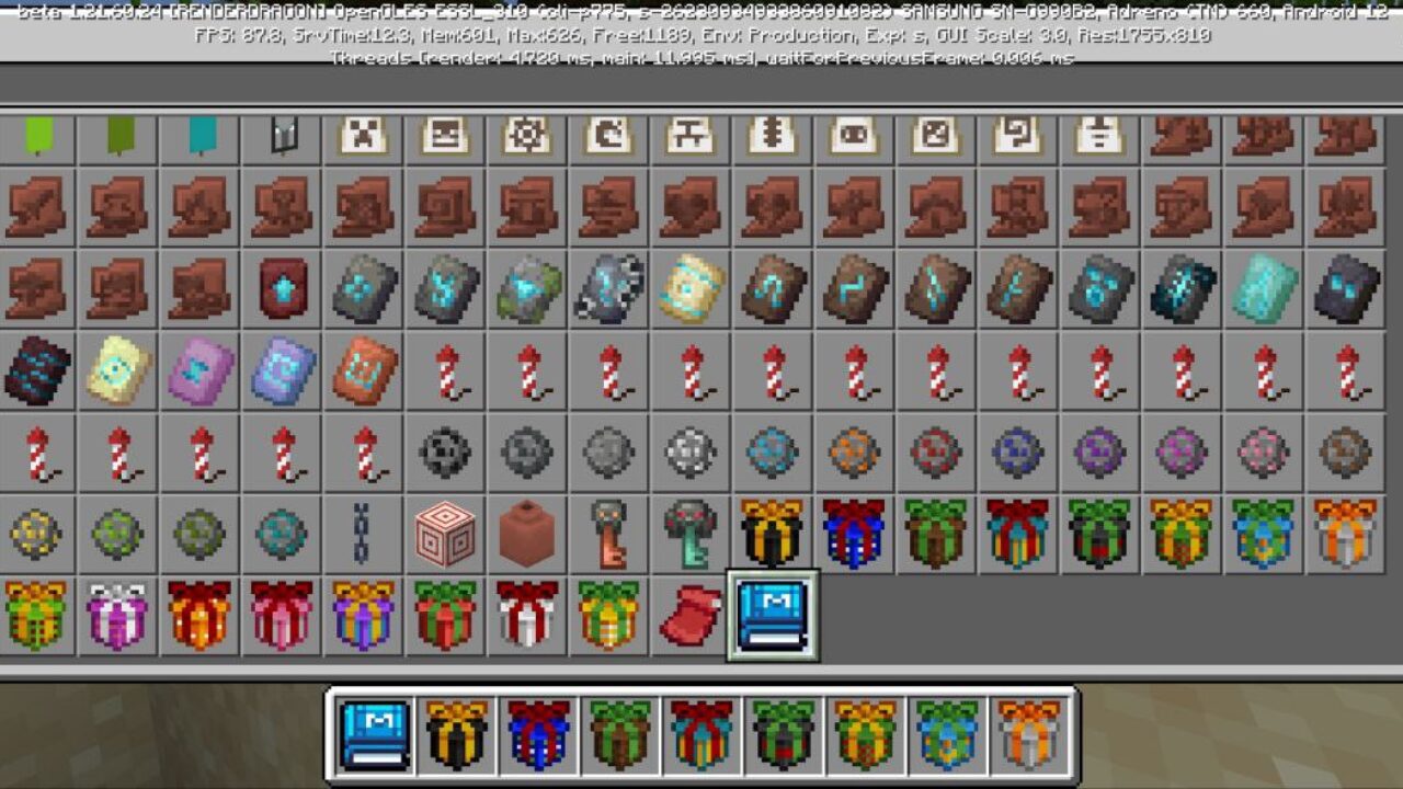 Inventory from Gifts Mod for Minecraft PE