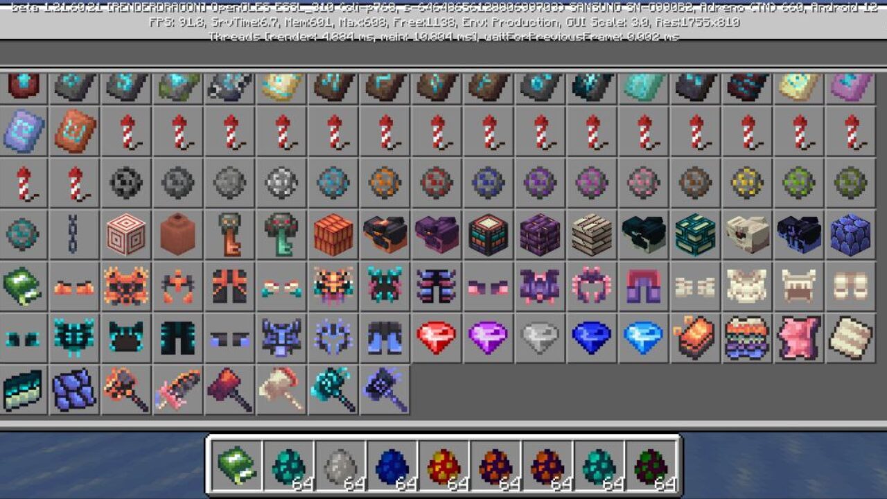 Inventory from Hydra Bosses Mod for Minecraft PE