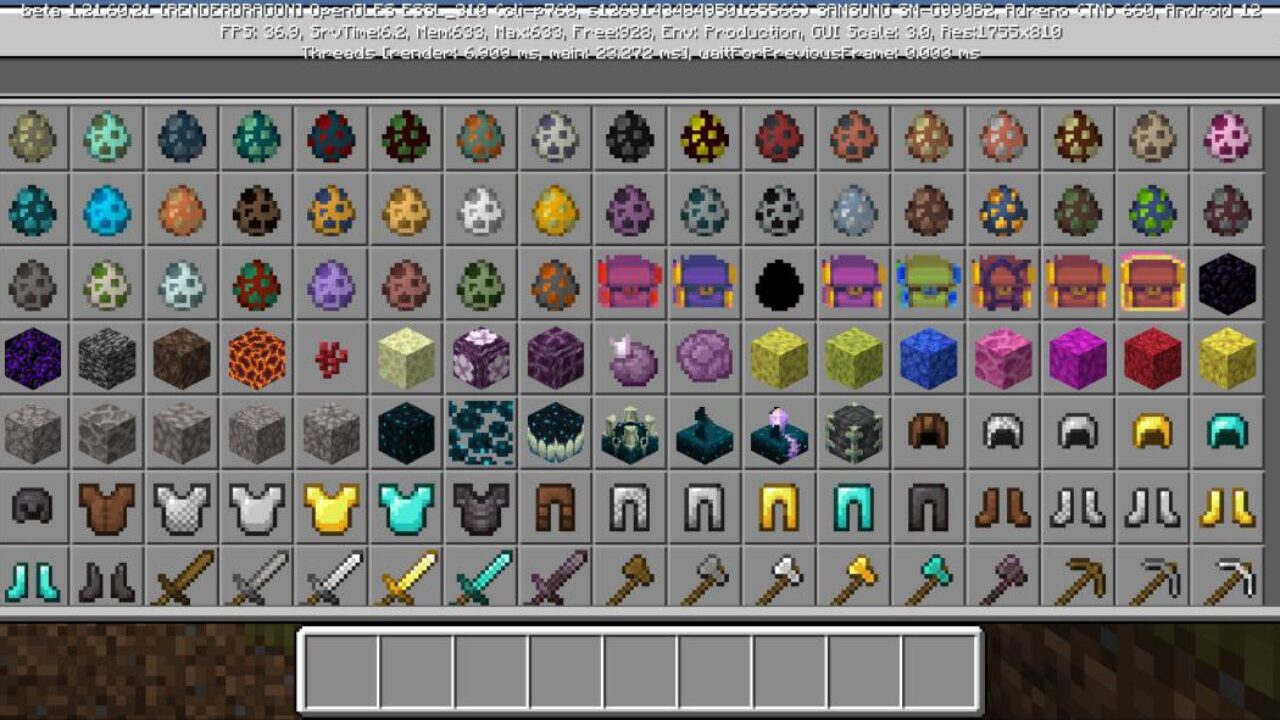 Inventory from Kittys Crates Mod for Minecraft PE