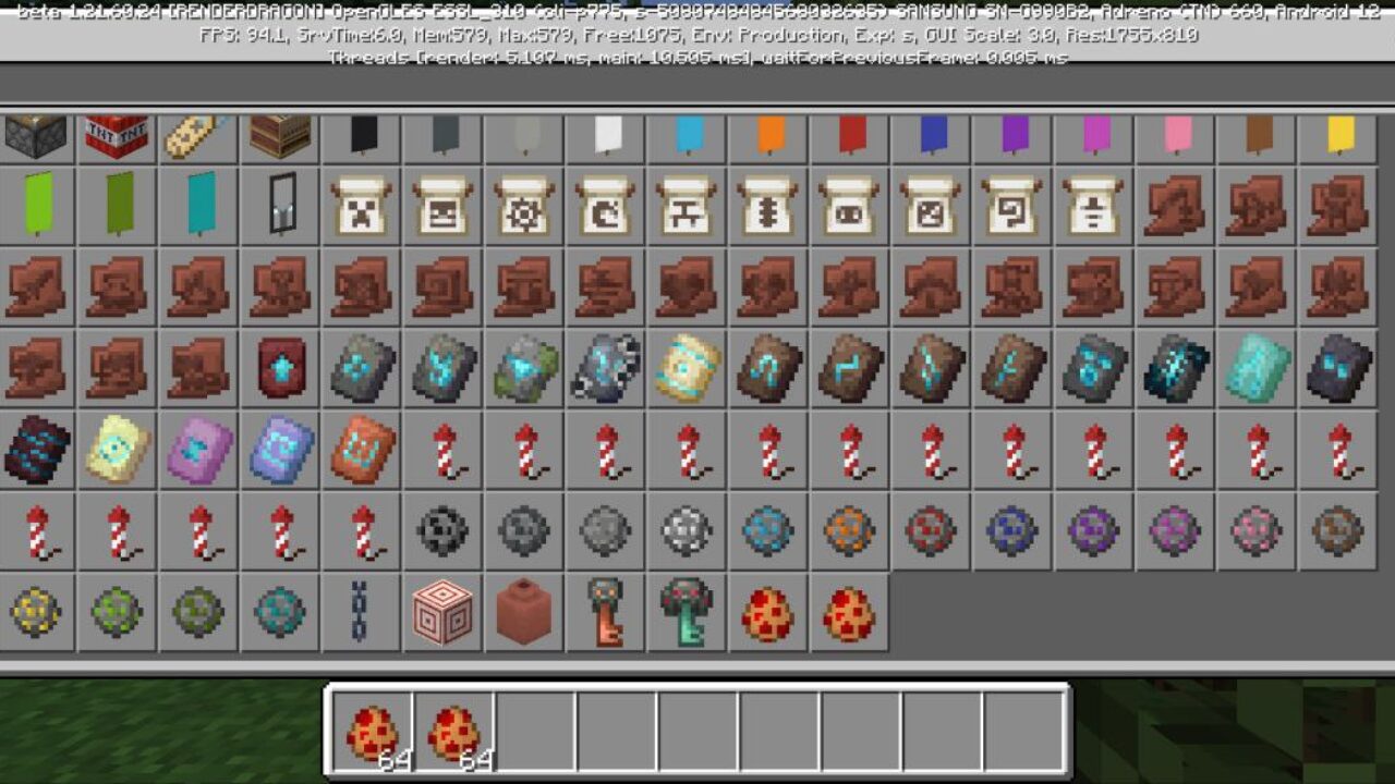 Inventory from Pikachu Mod for Minecraft PE