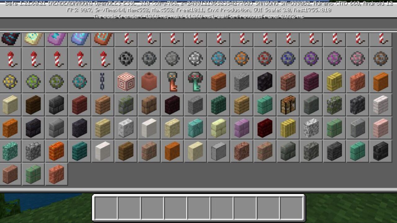 Inventory from Simply Vertical Slabs Mod for Minecraft PE