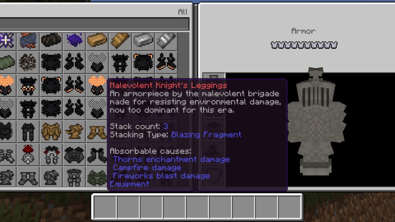 Info from Soulslike Armoury Mod for Minecraft PE