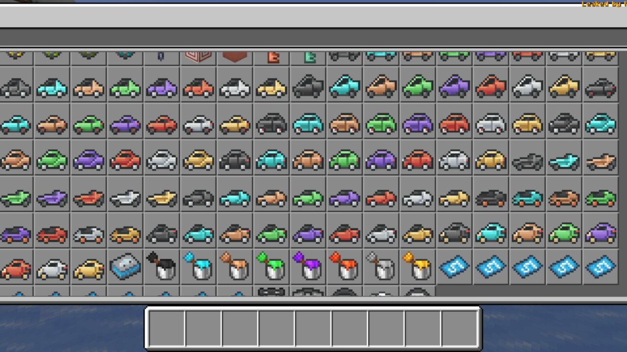 Inventory from Super Cars Mod for Minecraft PE